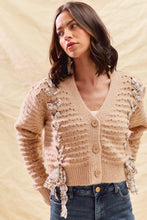 Load image into Gallery viewer, Taupe Plaid Ribbon Sweater
