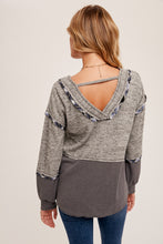 Load image into Gallery viewer, Charcoal Plaid Trim Top
