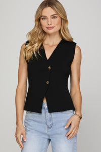 Black Gold Button Vest