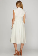 Load image into Gallery viewer, She + Sky Off White Smocked Zip Midi Dress
