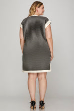 Load image into Gallery viewer, She + Sky B+W Striped Dress - Plus
