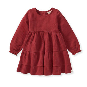 Red Ribbed Kid + Baby Dress