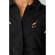 Load image into Gallery viewer, Mystree Black Eyelet Jacket

