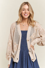 Load image into Gallery viewer, Beige Floral Open Knit Cardigan
