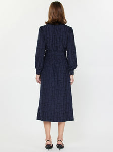 Navy Textured Midi Dress
