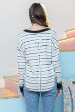 Load image into Gallery viewer, B+W Stripe V-Neck Top
