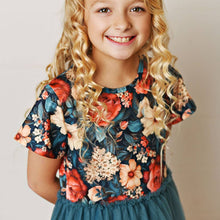 Load image into Gallery viewer, Emerald Floral Tulle Dress - Kids
