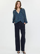 Load image into Gallery viewer, Navy + Teal Jacquard Top
