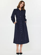 Load image into Gallery viewer, Navy Textured Midi Dress
