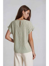 Load image into Gallery viewer, Sage Stripe Ruffle Sleeve Top
