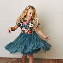 Load image into Gallery viewer, Emerald Floral Tulle Dress - Kids
