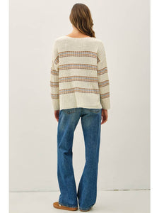 Cream Multi Oversized Stripe Sweater