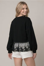 Load image into Gallery viewer, Black Lace Trim Sweatshirt
