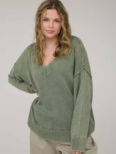 Load image into Gallery viewer, Olive V-Neck Sweater
