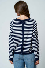 Load image into Gallery viewer, Navy Stripe Button Back Sweater
