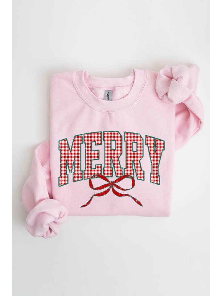 Pink + Merry Red Check Sweatshirt