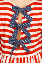 Load image into Gallery viewer, She + Sky Stars + Stripe Tie Back Peplum Top

