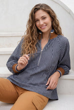 Load image into Gallery viewer, She + Sky Navy Zip Pullover
