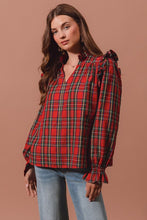 Load image into Gallery viewer, Red Plaid Ruffle Top
