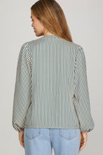 Load image into Gallery viewer, Teal Stripe Tie Top
