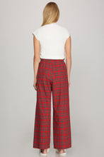 Load image into Gallery viewer, Red Wide Leg Plaid Pants
