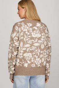 Mocha Floral Sweater