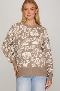 Mocha Floral Sweater