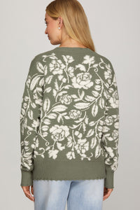 Olive Floral Sweater