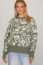 Load image into Gallery viewer, Olive Floral Sweater
