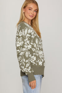 Olive Floral Sweater
