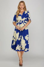 Load image into Gallery viewer, She + Sky Royal Blue Floral Dress
