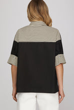 Load image into Gallery viewer, She + Sky Black Collared Stripe Top
