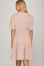 Load image into Gallery viewer, She + Sky Pink Stripe Smock Waist Dress
