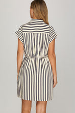 Load image into Gallery viewer, She + Sky Navy Stripe Button Up Dress
