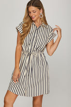 Load image into Gallery viewer, She + Sky Navy Stripe Button Up Dress
