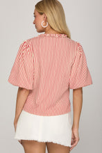 Load image into Gallery viewer, She + Sky Red Stripe Tie Top
