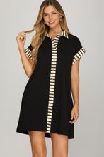Load image into Gallery viewer, Black Stripe Trim Dress
