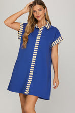 Load image into Gallery viewer, She + Sky Royal Blue Stripe Trim Dress

