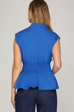 Load image into Gallery viewer, She + Sky Royal Blue Smock Zip Top
