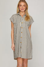 Load image into Gallery viewer, Navy + Cream Stripe Dress
