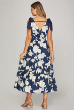 Load image into Gallery viewer, She + Sky Navy Floral Midi Dress
