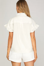 Load image into Gallery viewer, She + Sky Off White Ruffle Top
