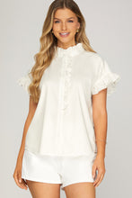Load image into Gallery viewer, She + Sky Off White Ruffle Top
