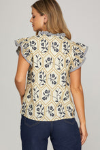 Load image into Gallery viewer, She + Sky Navy + Gold Embroidered Top
