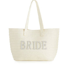 Load image into Gallery viewer, Bride Straw + Pearl Tote
