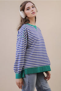 Blue + Green Striped Pullover