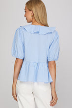 Load image into Gallery viewer, She + Sky Light Blue Gingham Tie Top
