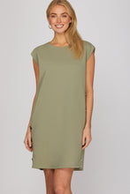 Load image into Gallery viewer, Sage Button Trim Dress
