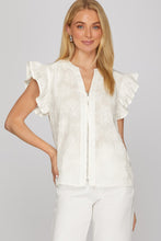Load image into Gallery viewer, Off White Zip Floral Top
