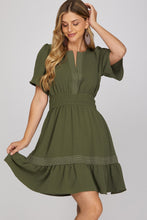 Load image into Gallery viewer, She + Sky Olive Smocked Waist Dress
